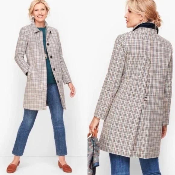 Talbots Jackets & Blazers - Talbots Mac Lined Jacket NWT Plaid Checkered Hidden Buttons Back Pleat Pockets